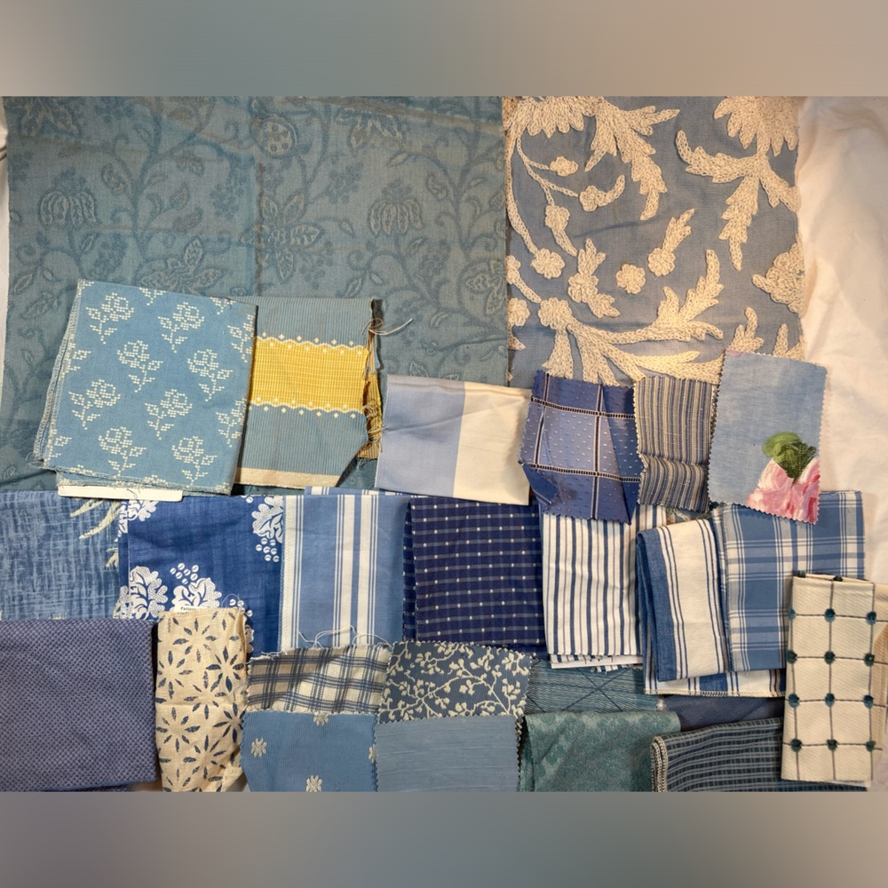 Designer upholstery Fabric Samples Bundle - Mixed Patterns Mostly Blue